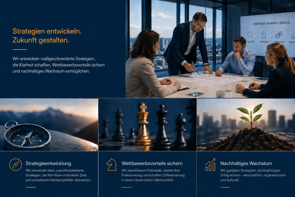 Strategieberatung mit Fokus auf klare Strategien, Wettbewerbsvorteile und nachhaltiges Unternehmenswachstum